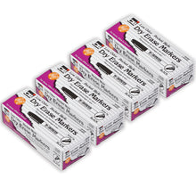 Load image into Gallery viewer, Charles Leonard Dry Erase Markers, Pocket Style, Bullet Point, Black, 12 Markers Per Box, Set Of 4 Boxes