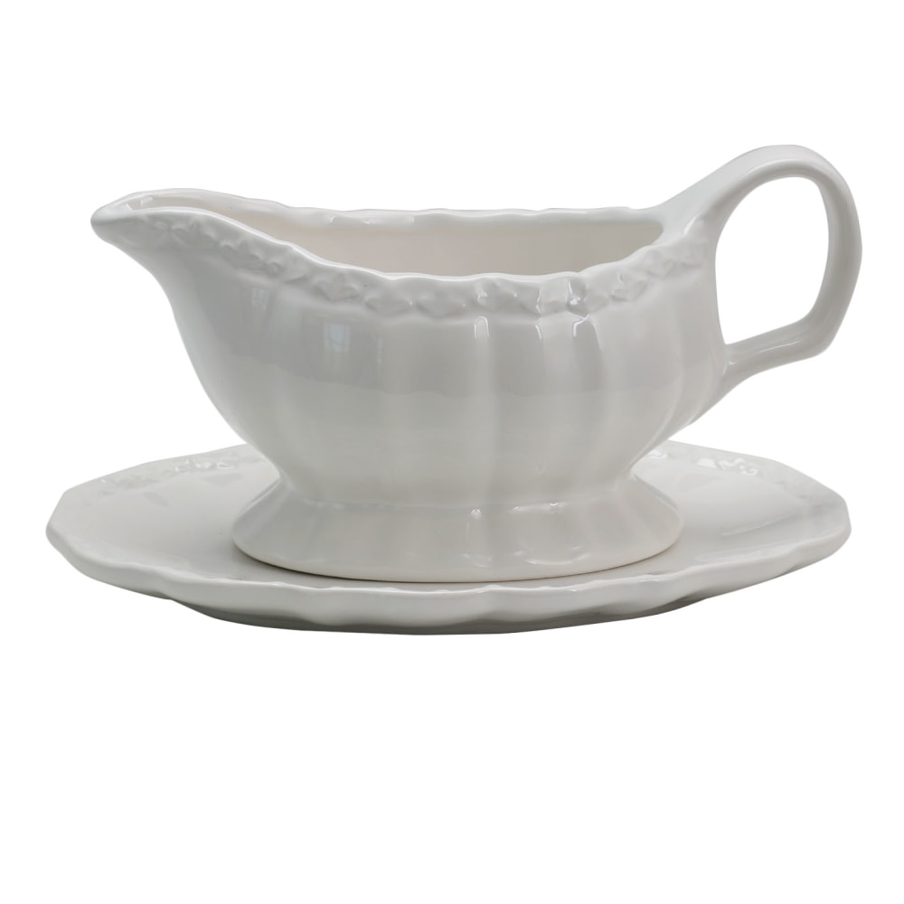 Gibson Home Cafe Posh Gravy Boat, 15 Oz, White