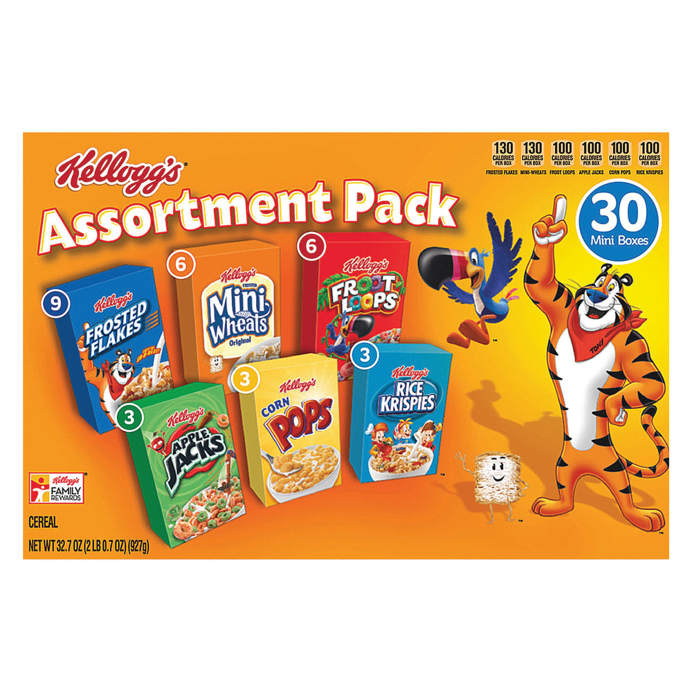 Kelloggs Mini Cereal Assortment Pack, 0.7 Oz, Box Of 30