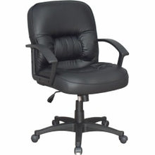 Load image into Gallery viewer, Lorell Tufted Ergonomic Bonded Leather Mid-Back Chair, Black