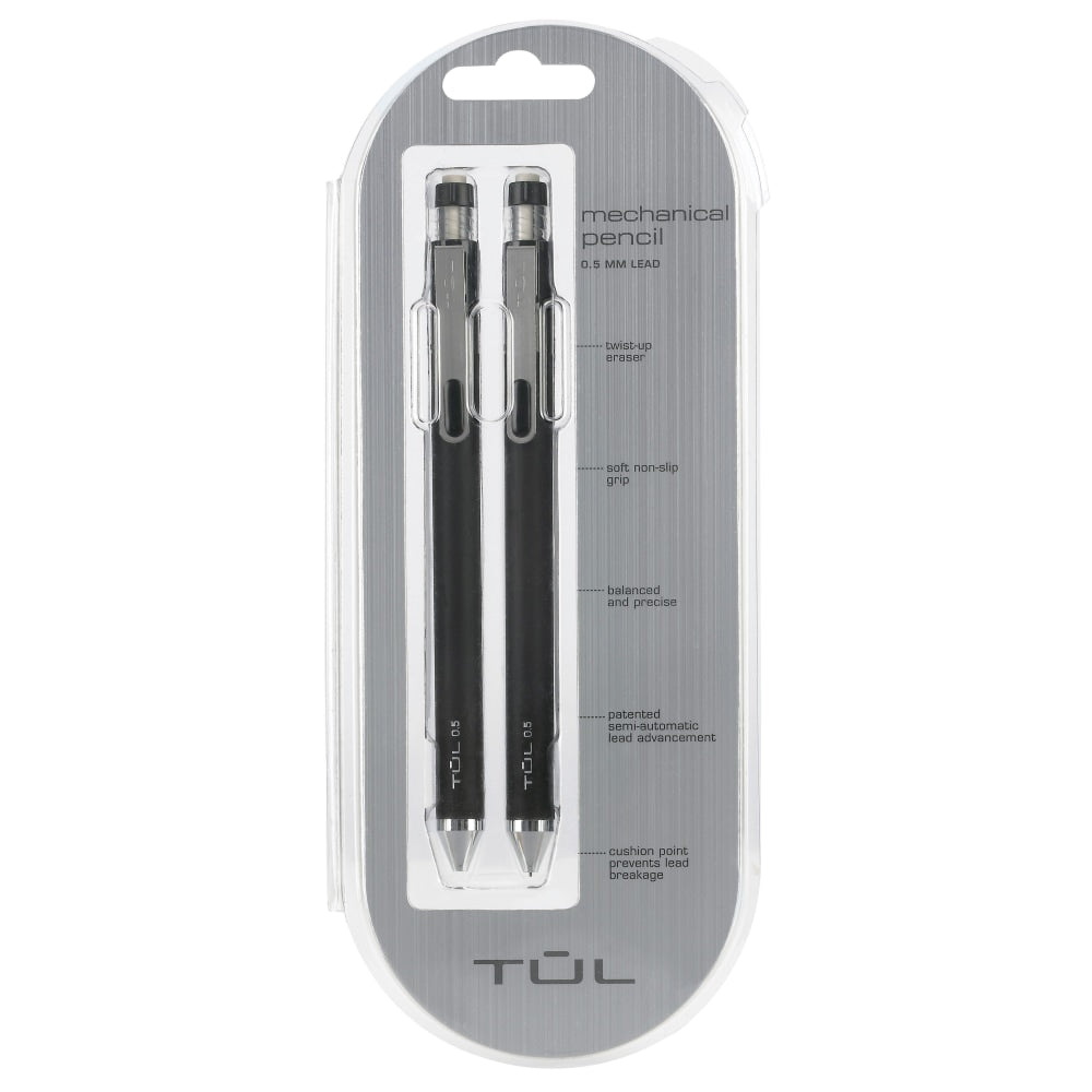 TUL Mechanical Pencils, 0.5 mm, Black Barrels, Pack Of 2 Pencils