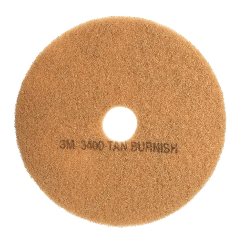 3M 3400 Burnish Floor Pads, 24in, Tan, Pack Of 5 Pads