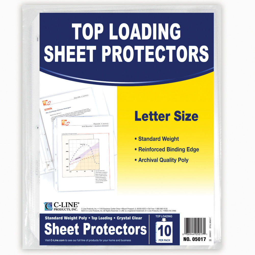 C-Line Sheet Protectors, 8 1/2in x 11in, Crystal Clear, Pack Of 120