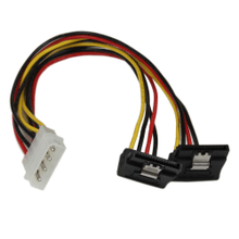 Load image into Gallery viewer, StarTech.com 12in LP4 to 2x Right Angle Latching SATA Power Y Cable Splitter - 4 Pin LP4 to Dual SATA