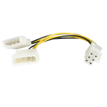 Load image into Gallery viewer, StarTech.com 6in LP4 to 6 Pin PCI Express Video Card Power Cable Adapter - 6 pin internal power (M) - 4 pin ATX12V (M) - 15.2 cm - Convert a Standard LP4 Power Supply Connector to a 6-pin PCI Express Video Card Power Connector