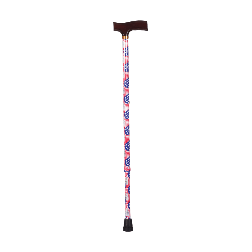 DMI Adjustable Derby Top Aluminum Folding Walking Cane, 40in, American Flag