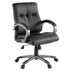 Lorell Manager Bonded Leather Swivel Chair, Black