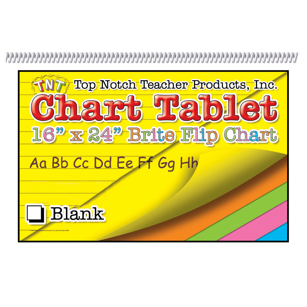 Top Notch Brite Chart Tablets, 16in x 24in, 1 1/2in Unruled, Assorted Colors, Pack Of 3