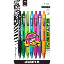 Load image into Gallery viewer, Zebra Pen Z-Grip Retractable Ballpoint Pens, Pack Of 7, Medium Point, 1.0 mm, Translucent Barrel, Assorted Ink Colors