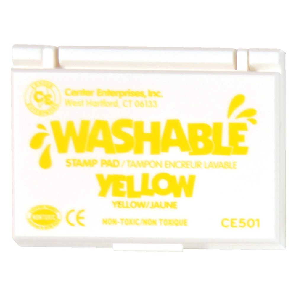 Center Enterprise Washable Stamp Pads, 2 1/4in x 3 3/4in, Yellow, Pack Of 6