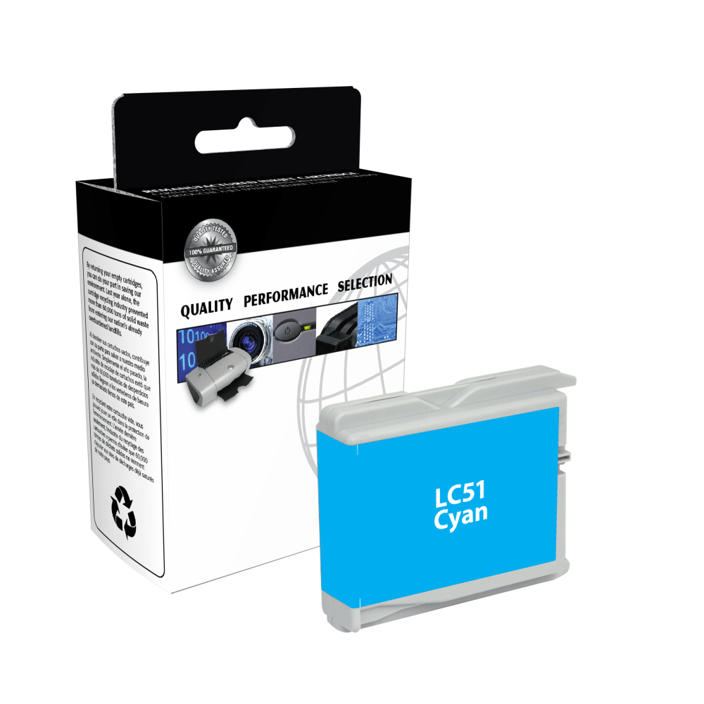 Clover Imaging Group Remanufactured Cyan Ink Cartridge Replacement For Brother LC51C, CTGLC51C