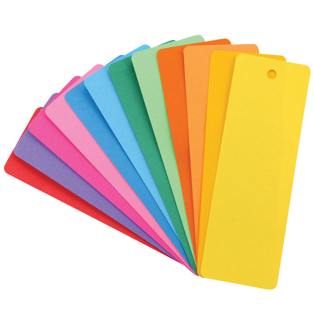 Hygloss Mighty Bright Blank Bookmarks, 2in x 6in, Assorted Colors, Pack Of 100