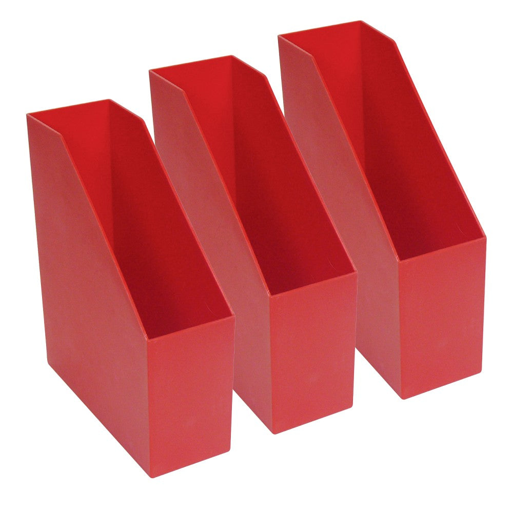 Romanoff Magazine Files, 9 1/2inH x 3 1/2inW x 11 1/2inD, Red, Pre-K - Grade 8, Pack Of 3