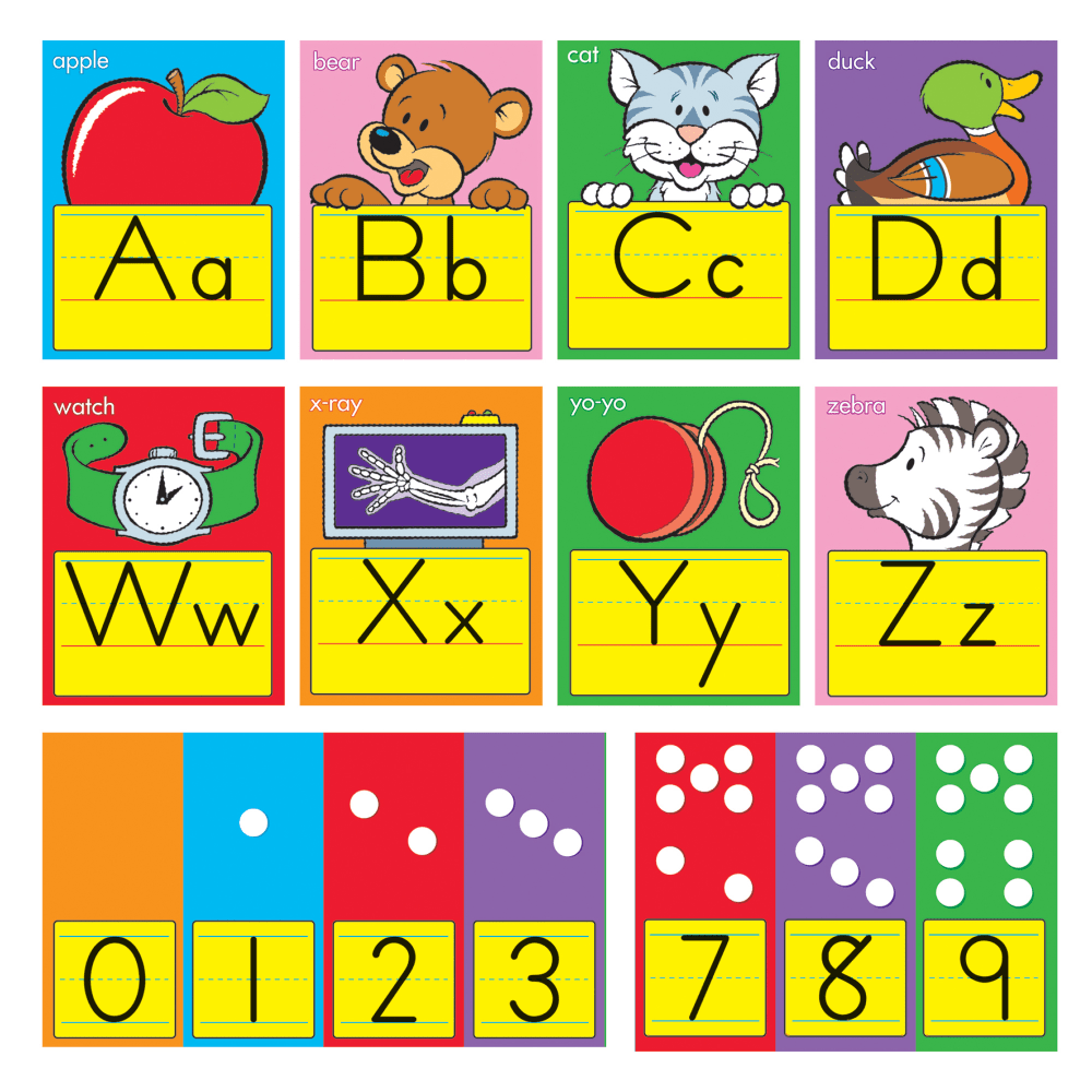 TREND ABC Fun Alphabet Bulletin Board Set, 6 1/2in x 8 1/2in, Zaner-Bloser Manuscript, Pre-K - Grade 3