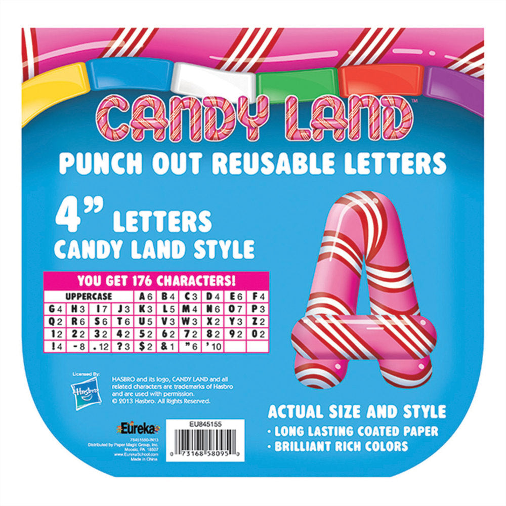 Eureka Candyland Stripes Reusable Punch Out Deco Letters, 4in, 217 Pieces