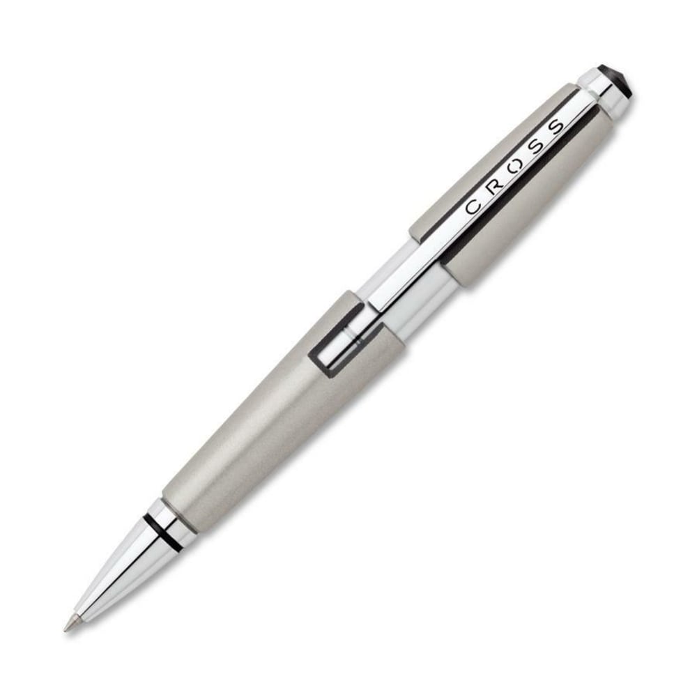 Cross Edge Retractable Gel Roller Ball Point Pen, Conical Point, 0.7 mm, Black Ink/Titanium Barrel