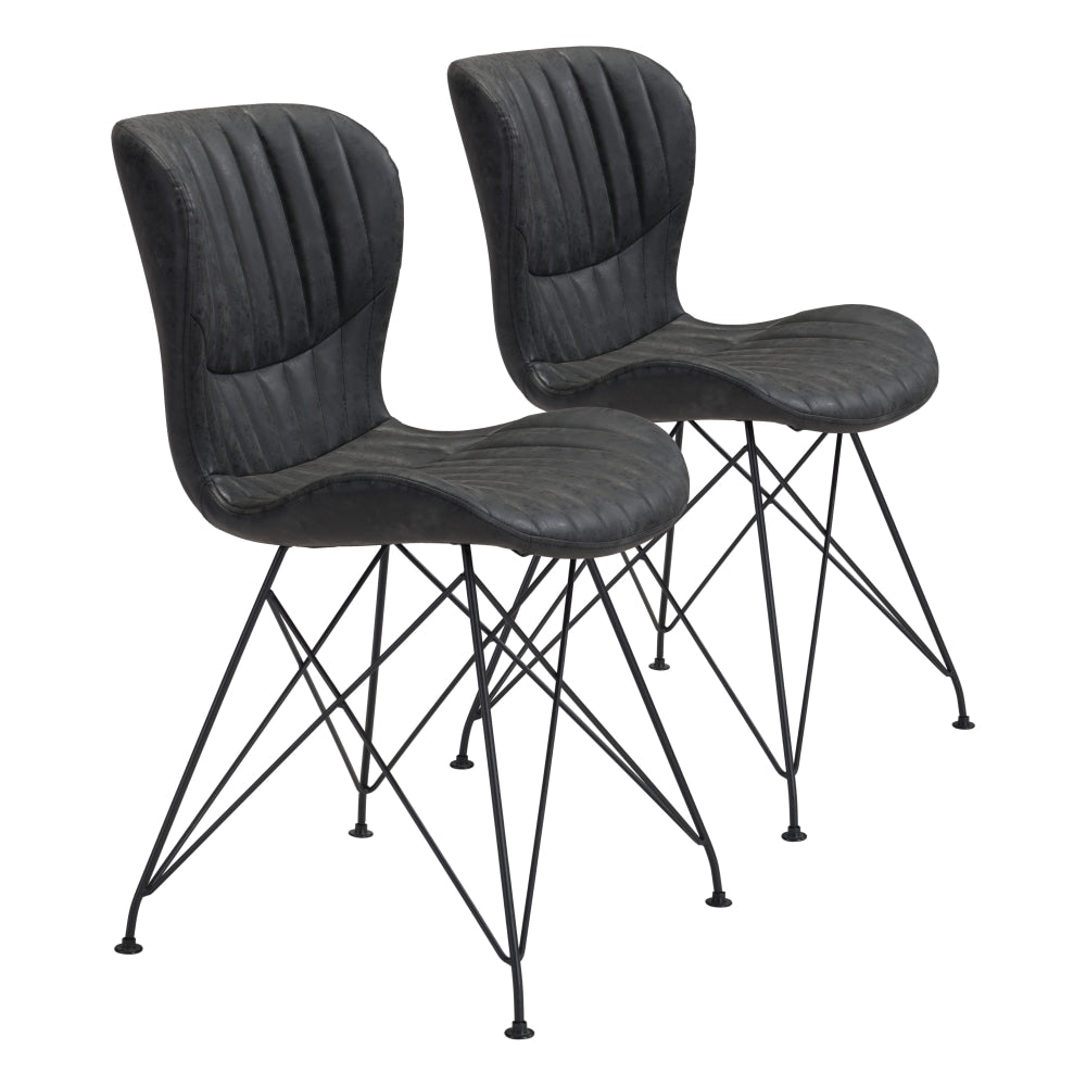 Zuo Modern Gabby Dining Chairs, Vintage Black, Set Of 2 Chairs