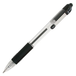 Zebra Pen Z-Grip Retractable Ballpoint Pens, Pack Of 12, Medium Point, 1.0 mm, Clear Barrel, Black Ink