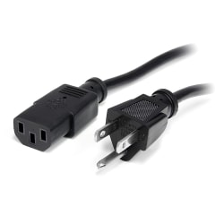 StarTech.com 12ft (3.6m) Computer Power Cord, NEMA 5-15P to C13, 10A 125V 18AWG, Black Replacement AC PC Power Cord TV/Monitor Power Cable