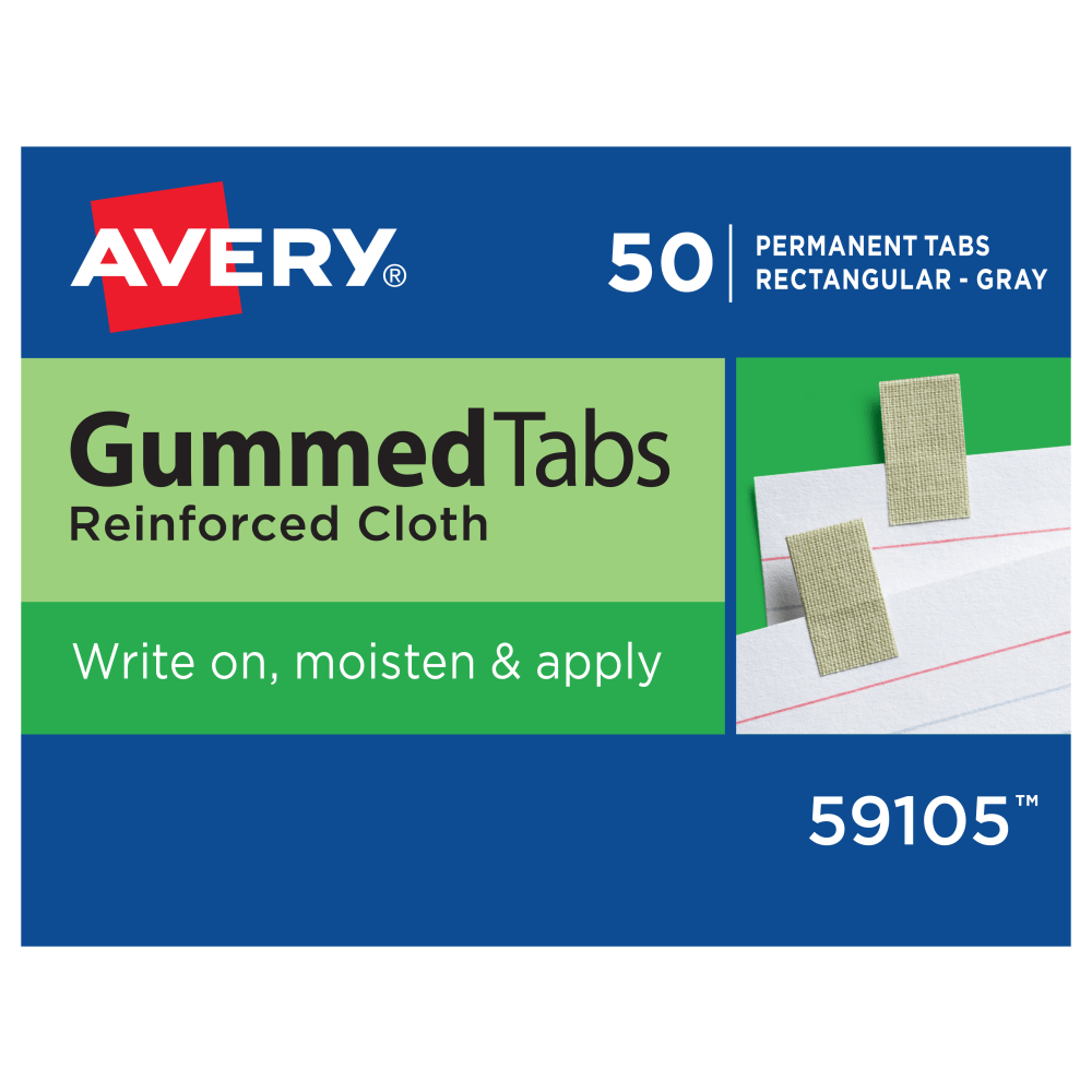 Avery Gummed Index Tabs, 7/16in x 13/16in, Gray, Pack Of 50