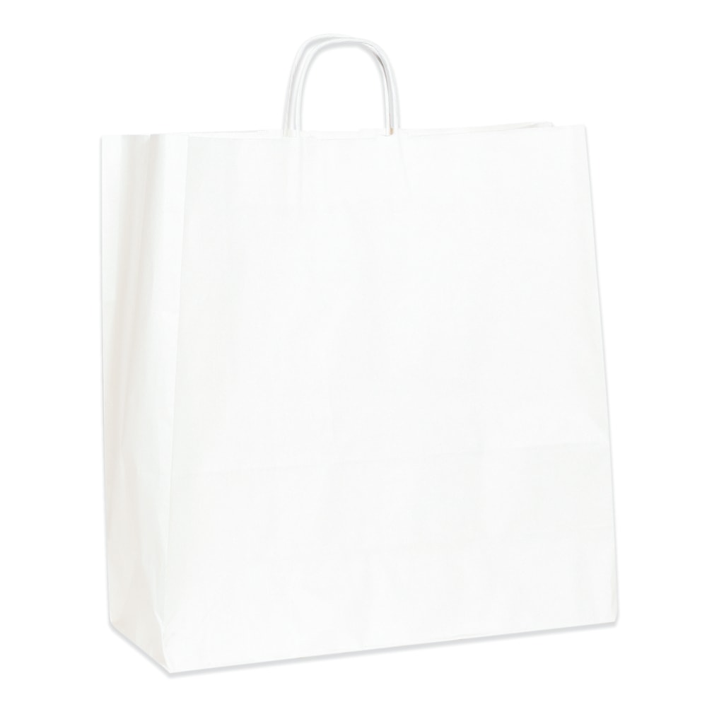 Partners Brand Paper Shopping Bags, 18inW x 7inD x 18 3/4inH, White, Case Of 200