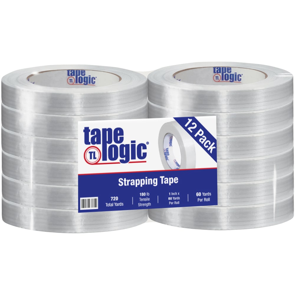 Tape Logic 1400 Strapping Tape, 1in x 60 Yd, Clear, Pack Of 12 Rolls