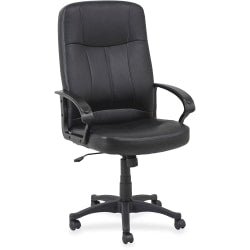 Lorell Chadwick Executive Ergonomic Bonded Leather High-Back Chair, Black