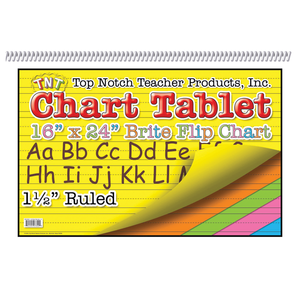 Top Notch Brite Chart Tablets, 16in x 24in, 1 1/2in Ruled, Assorted Colors, Pack Of 3