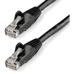 StarTech.com 9ft Black Cat6 Cable with Snagless RJ45 Connectors - Cat6 Ethernet Cable - 9ft UTP Cat 6 Patch Cable - First End: 1 x RJ-45 Male Network - Second End: 1 x RJ-45 Male Network - Patch Cable - Gold Plated Connector - Black