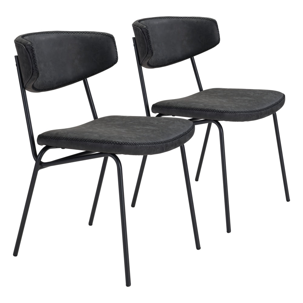 Zuo Modern Ellen Dining Chairs, Vintage Black, Set Of 2 Chairs