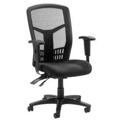 Lorell Ergomesh High-Back Multifunction Chair, Fabric Seat, Black