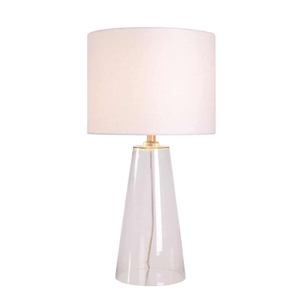 Kenroy Boda Table Lamp, 29-1/2inH, White Shade/Clear Base