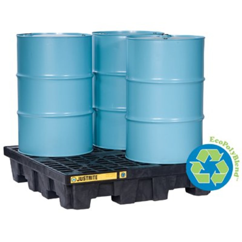 EcoPolyBlend Spill Control Pallets, Yellow, 73 gal, 49 in x 49 in, No Drain