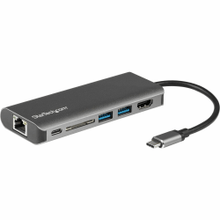 Load image into Gallery viewer, StarTech.com USB-C Multiport Adapter with SD Card Reader - Power Delivery - 4K HDMI - GbE - 2 x USB 3.0 Ports - USB-C Adapter - USB-C Hub - Add more connectivity to your MacBook or other USB-C laptop, with 4K video, GbE, two USB 3.0 ports and an SD card