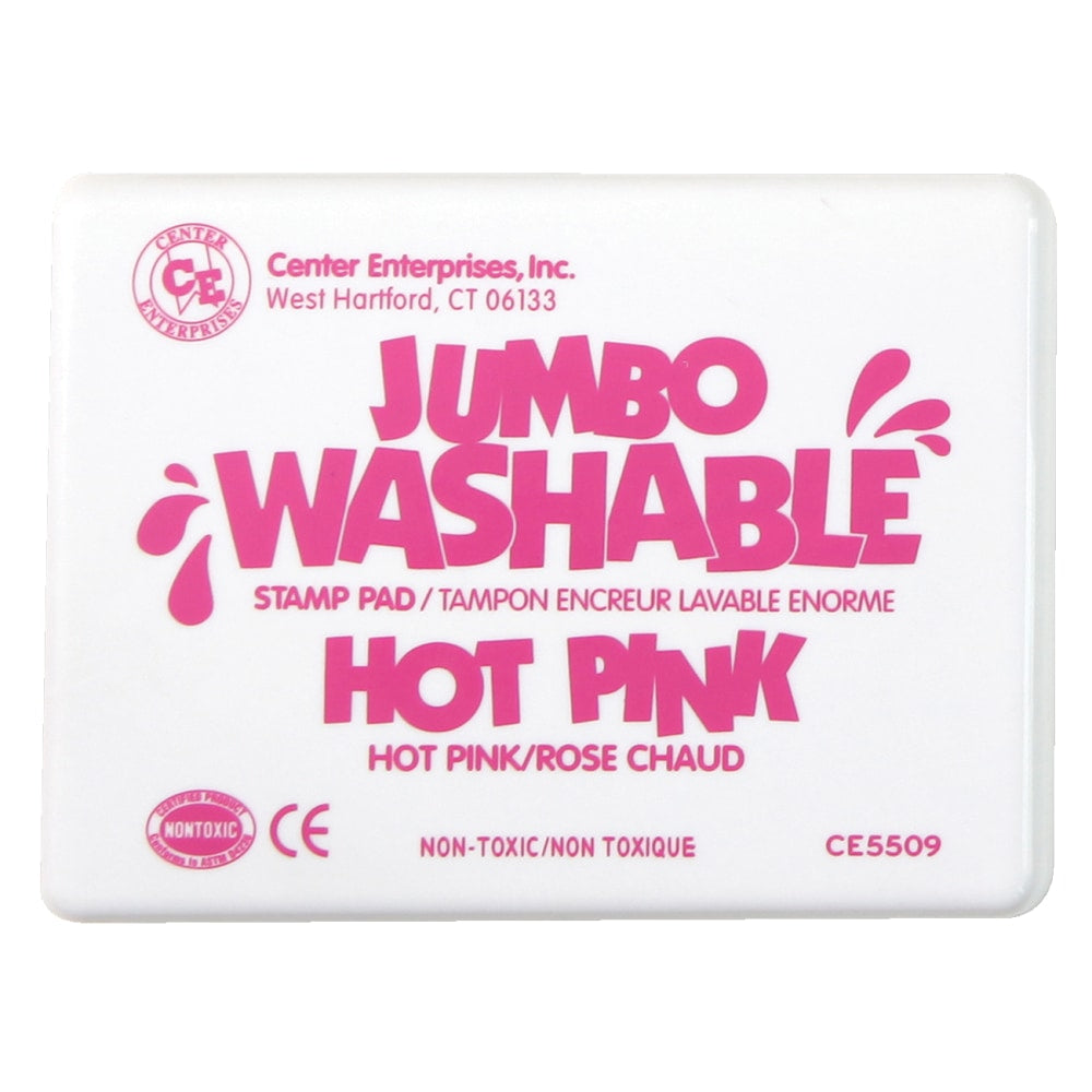 Center Enterprise Jumbo Washable Unscented Stamp Pads, 6 1/4in x 4in, Hot Pink, Pack Of 2