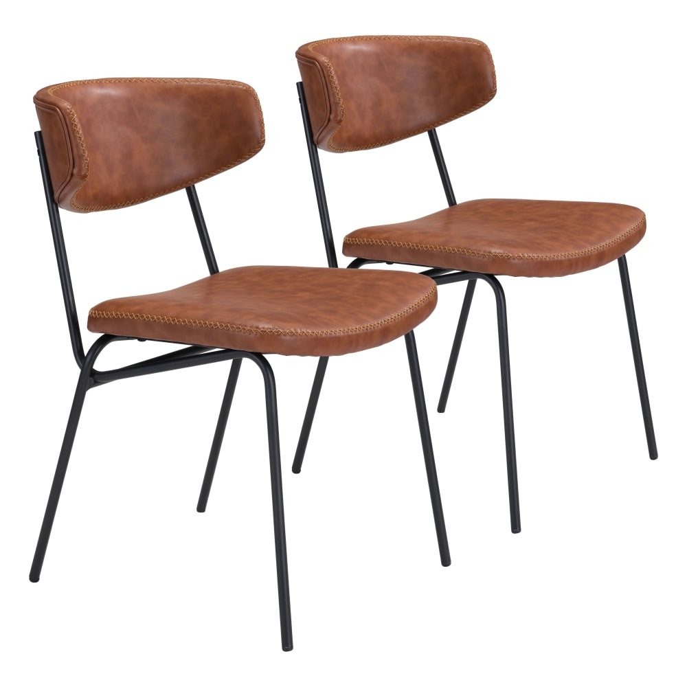 Zuo Modern Ellen Dining Chairs, Vintage Brown/Black, Set Of 2 Chairs