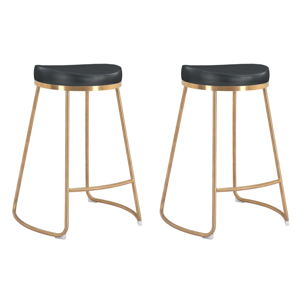 Zuo Modern Bree Counter Stools, Black/Gold, Set Of 2