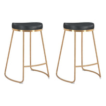 Load image into Gallery viewer, Zuo Modern Bree Counter Stools, Black/Gold, Set Of 2