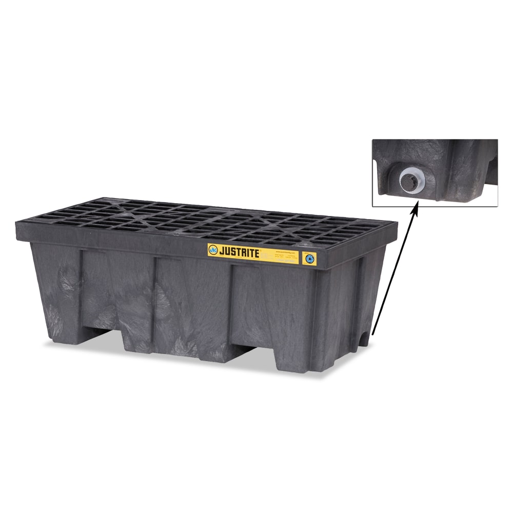 EcoPolyBlend Spill Control Pallets, Black, 66 gal, 25 in x 49 in, w/Drain