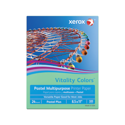 Xerox Vitality Colors Pastel Plus Color Multi-Use Printer & Copy Paper, 1 Ream, Green, Letter (8.5in x 11in), 500 Sheets Per Ream, 24 Lb, 30% Recycled