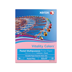 Xerox Vitality Colors Pastel Plus Color Multi-Use Printer & Copy Paper, 1 Ream, Pink, Letter (8.5in x 11in), 500 Sheets Per Ream, 24 Lb, 30% Recycled