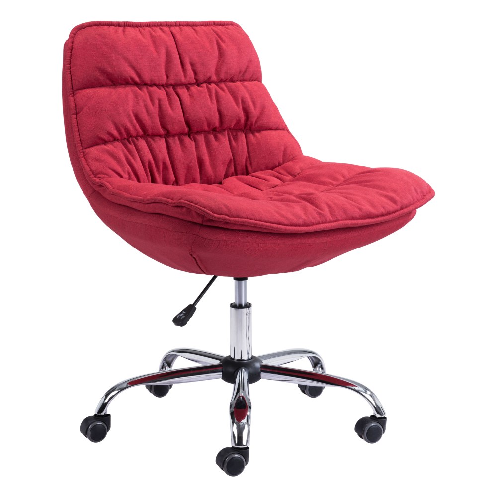 Zuo Modern Down Low Ergonomic Fabric Mid-Back Office Chair, Red