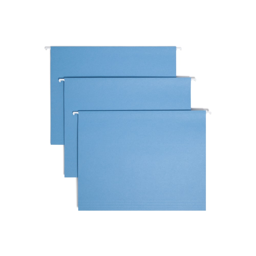 Smead Colored Hanging Folders, 8 1/2in x 11in, 10% Recycled, Blue, Box Of 25