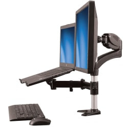 StarTech.com Laptop Monitor Stand - Computer Monitor Stand - Full Motion Articulating - VESA Mount Monitor Desk Mount - aluminum - black - screen size: 15in-27in - desk-mountable