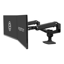 Load image into Gallery viewer, Ergotron LX Dual Side-by-Side Arm - Mounting kit (desk clamp mount, grommet mount, pole, 2 articulating arms, t-bracket) - Patented Constant Force Technology - for 2 LCD displays - aluminum, steel - matte black - screen size: up to 27in