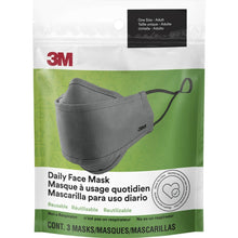 Load image into Gallery viewer, 3M Daily Face Masks - Recommended for: Face, Indoor, Outdoor, Office, Transportation - Lightweight, Breathable, Adjustable, Elastic Loop, Nose Clip, Comfortable, Washable - Cotton, Fabric - Gray - 3 / Pack