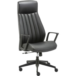 Lorell Bonded Leather High-Back Executive Chair, Black