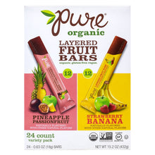 Load image into Gallery viewer, Pure Organic Layered Fruit Bars, 0.63 Oz, Variety, Pack Of 24 Bars