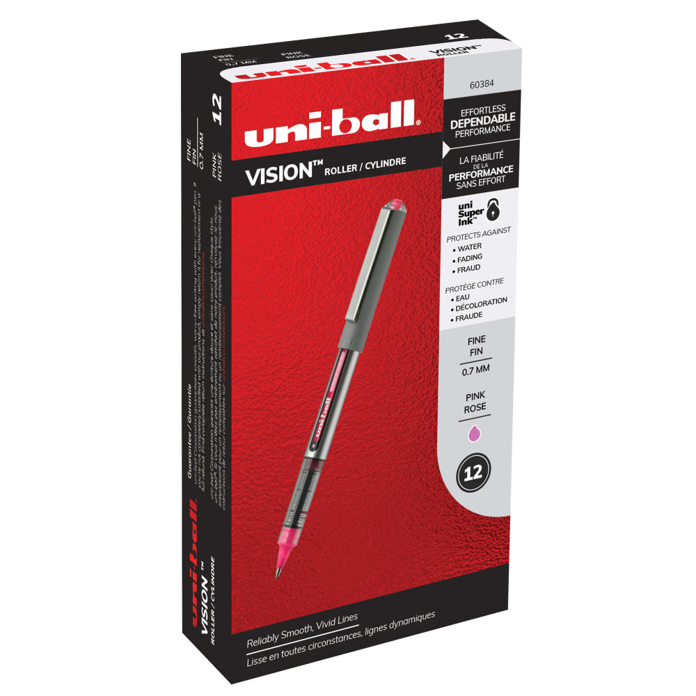 uni-ball Vision Stick Rollerball Pen, Fine Point, Pink Ink