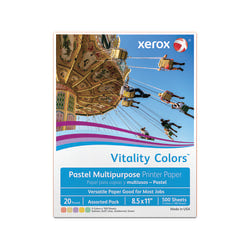 Xerox Vitality Colors Color Multi-Use Printer & Copy Paper, Assorted Colors, Letter (8.5in x 11in), 500 Sheets Per Ream, 20 Lb, 30% Recycled